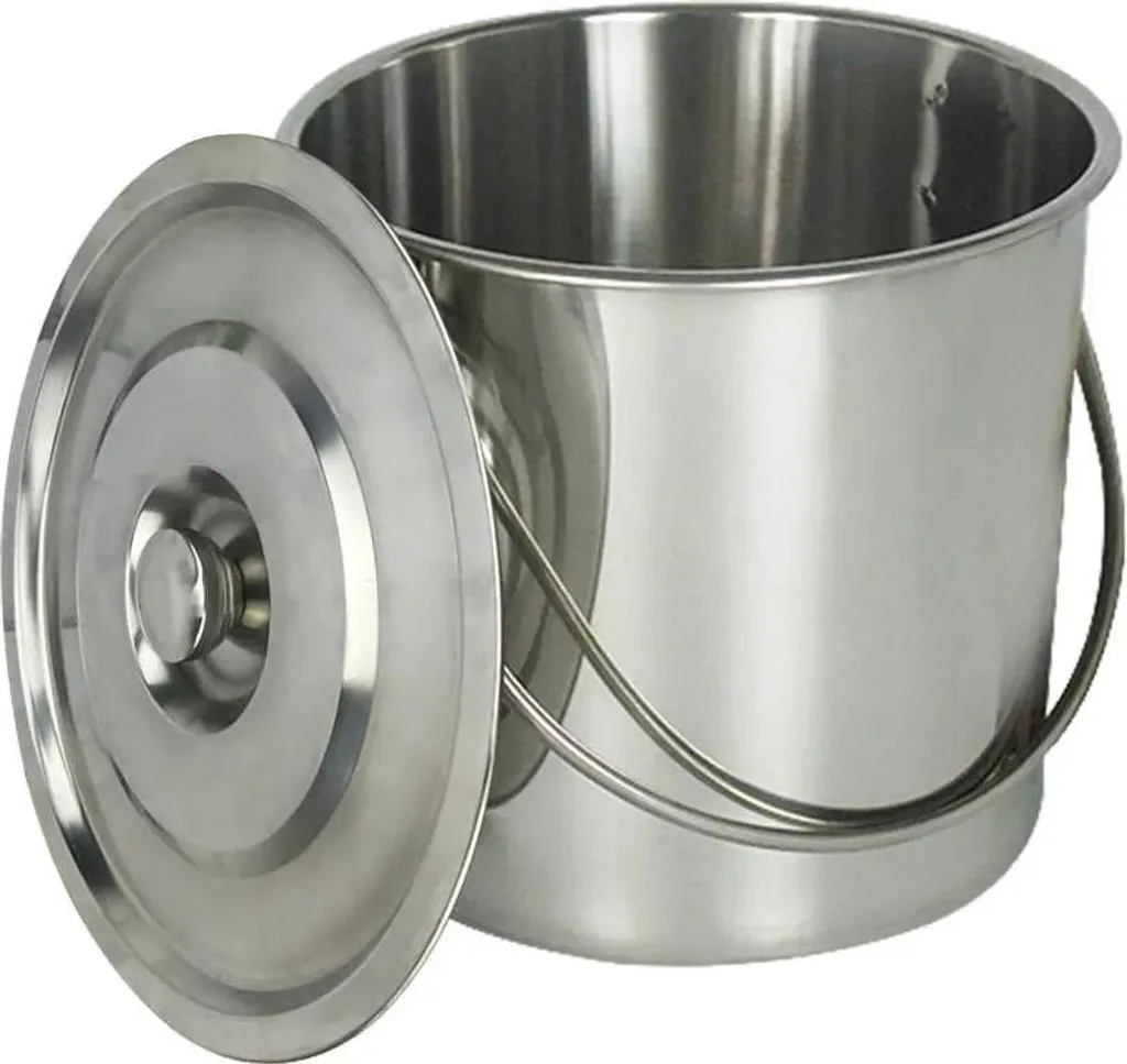 Seau de cuisine en acier inoxydable 12 l gris clair haute résistance