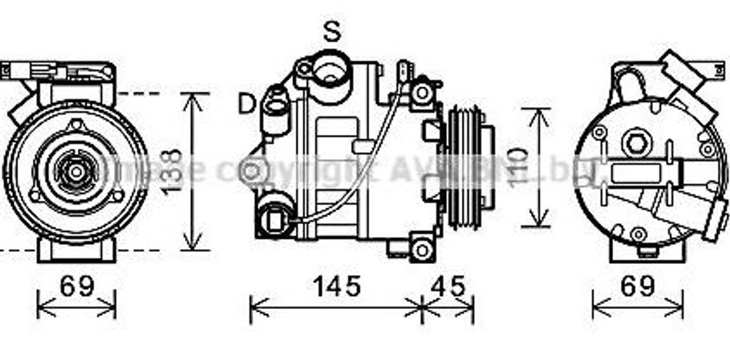 AVA BWAK444 Klimakompressor OE 64509121760 kompatibel mit X5