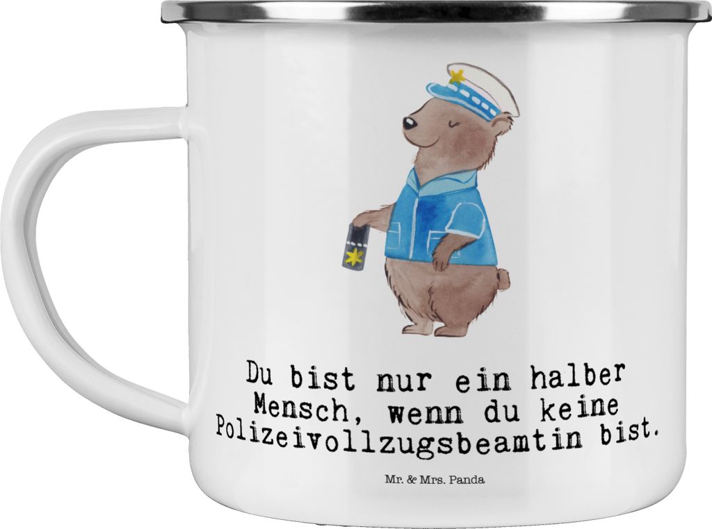 Mr. & Mrs. Panda Teetasse Polizeivollzugsbeamtin Herz - Weiß - Geschenk, Polizei, Polizistin, Emaille Becher, Haferl, Polizeivollzugsbeamte, Pott,...