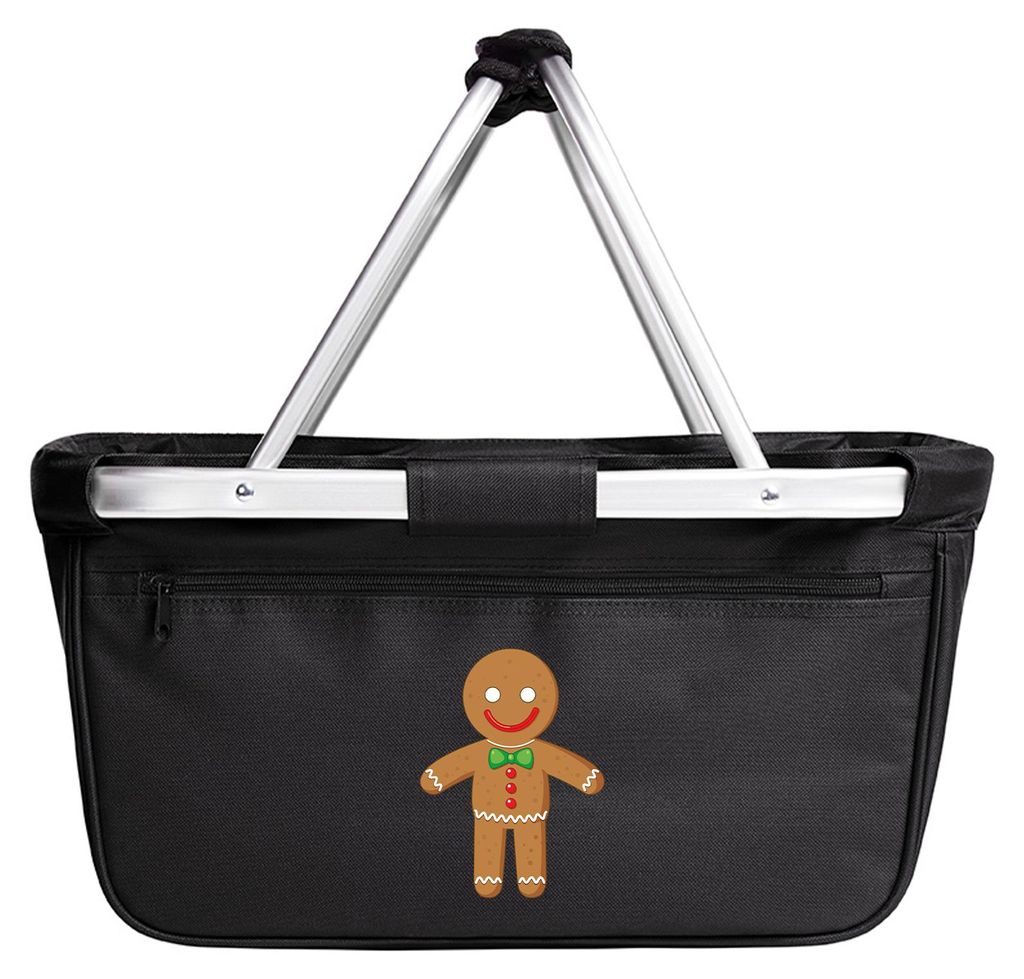 Huuraa Einkaufskorb Lebkuchenmann Lebkuchenfigur 20 Liter Black faltbarer Tragekorb Geschenkidee