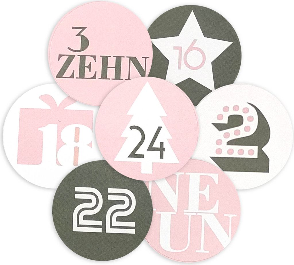 Adventskalenderzahlen in liebevoll gestalteten Designs 24 Produktbild 