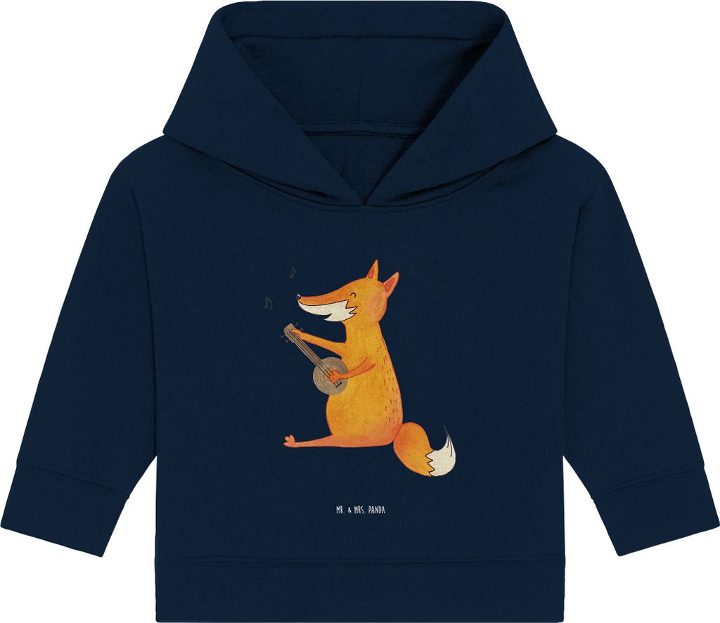 Mr. & Mrs. Panda Organic Baby Hoodie Fuchs Gitarre 12. - 18. Monat - French Navy - Geschenk, Kapuzenshirt, Sänger, Musik, Kapuzensweatshirt, Singe...