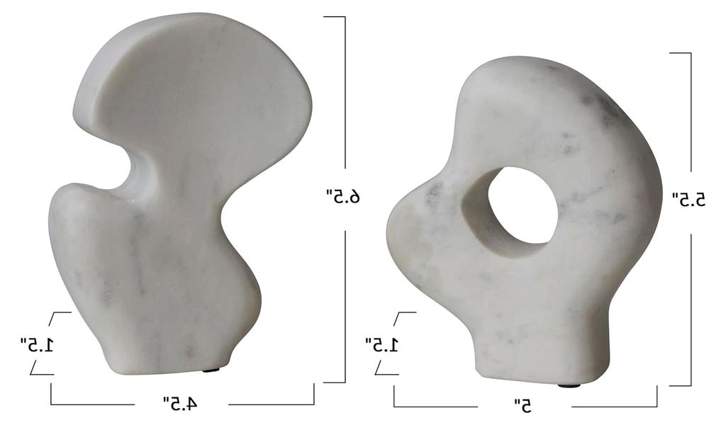 Bloomingville Abstrakte Marmor-Skulpturen, 2er Set, weiße Ausführung