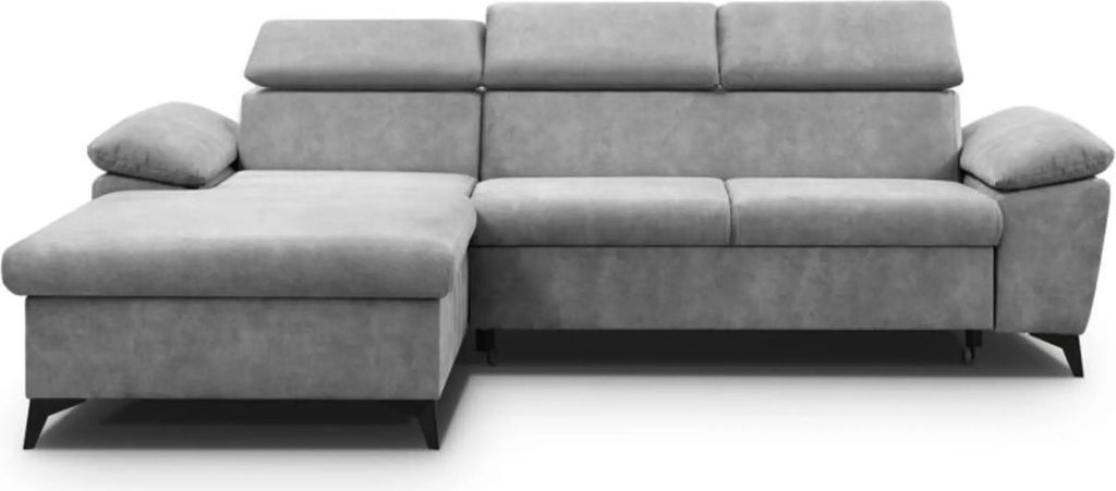 Ecksofa, Sofa mit Schlaffunktion, Bettzeugablage, modernes Ecksofa in L-Form, links oder rechts, Modernes Ecksofa - Links Ecksofa Lorin, Grau (Sall...