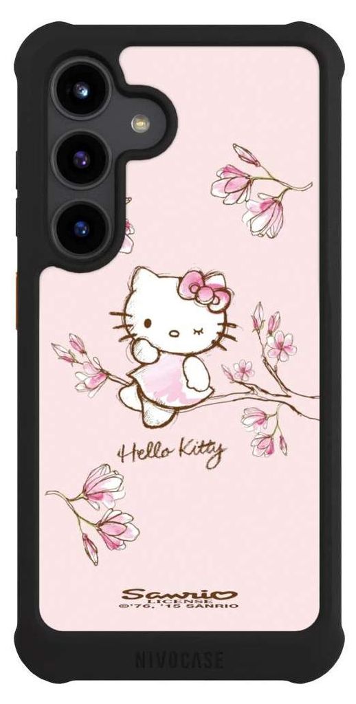 NIVOCASE Hülle für Samsung Galaxy S24 Stoßfeste Handyhülle NIVOmax Case Schwarz Fanartikel Hanami Hello Kitty