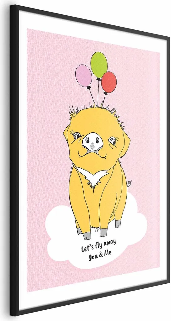 Sky Pig Poster Incorniciato 40x60 cm - Decorazione Cameretta Bimbi