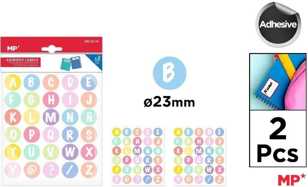 Buchstaben-Aufkleber, 23 mm, 2 Bögen – MP Main Paper