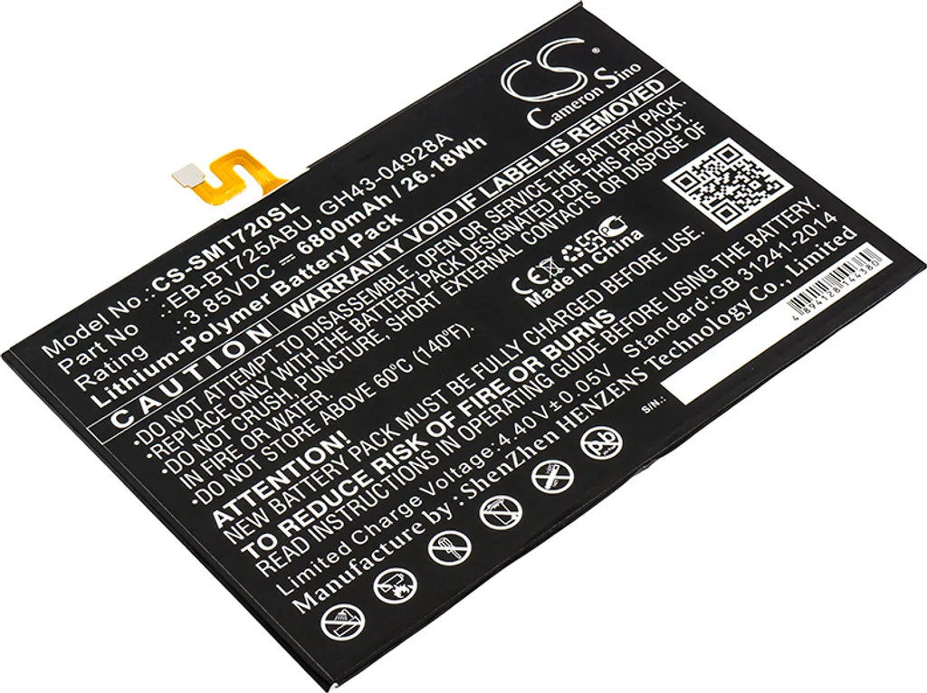 Batterie TECHTEK pour Samsung Galaxy Tab S5e 10.5 LTE WiFi 7040mAh