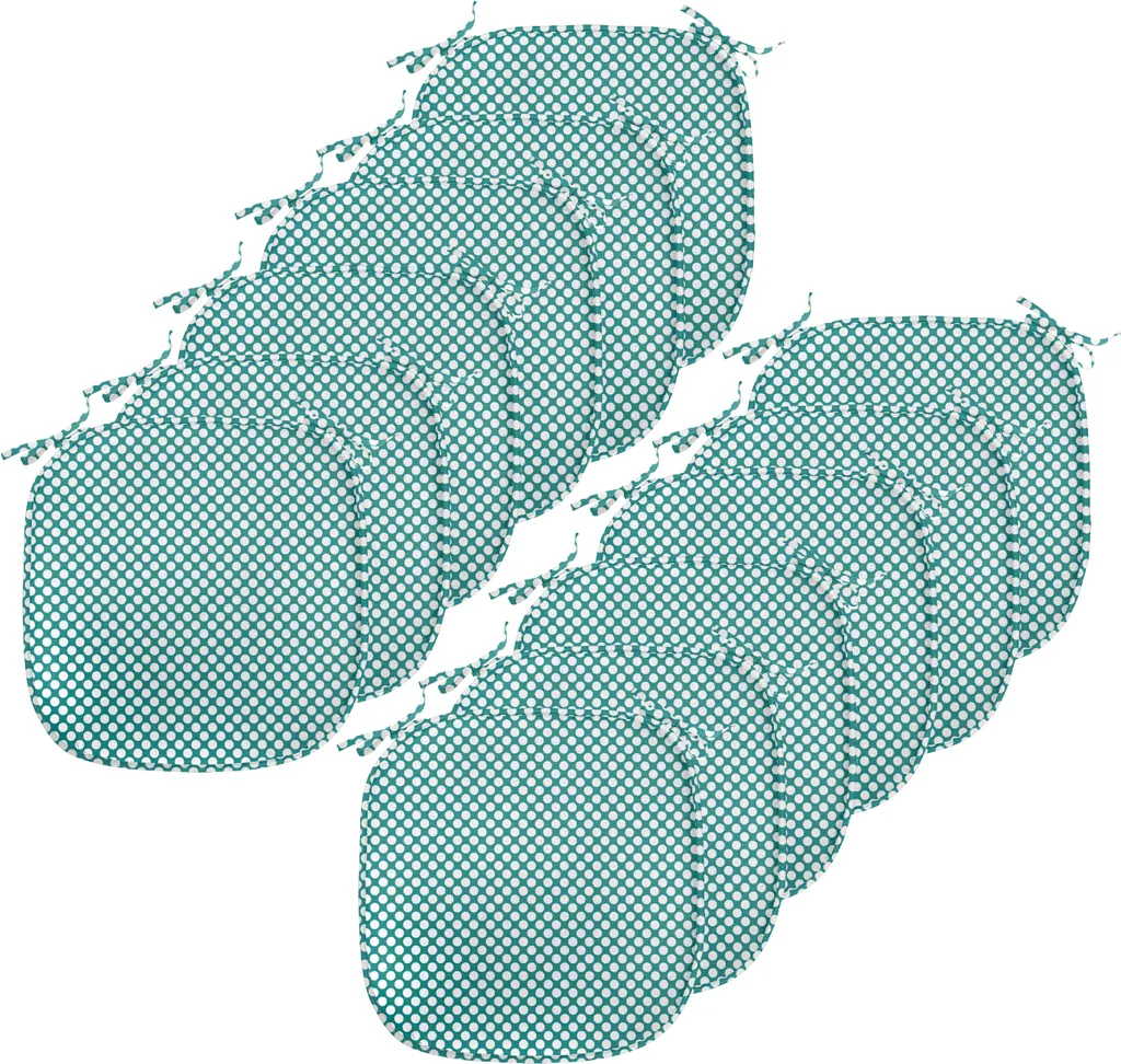 Cuscini Sedie 40x40 Impermeabili ABAKUHAUS Verde Acqua Pois - 12 Pezzi