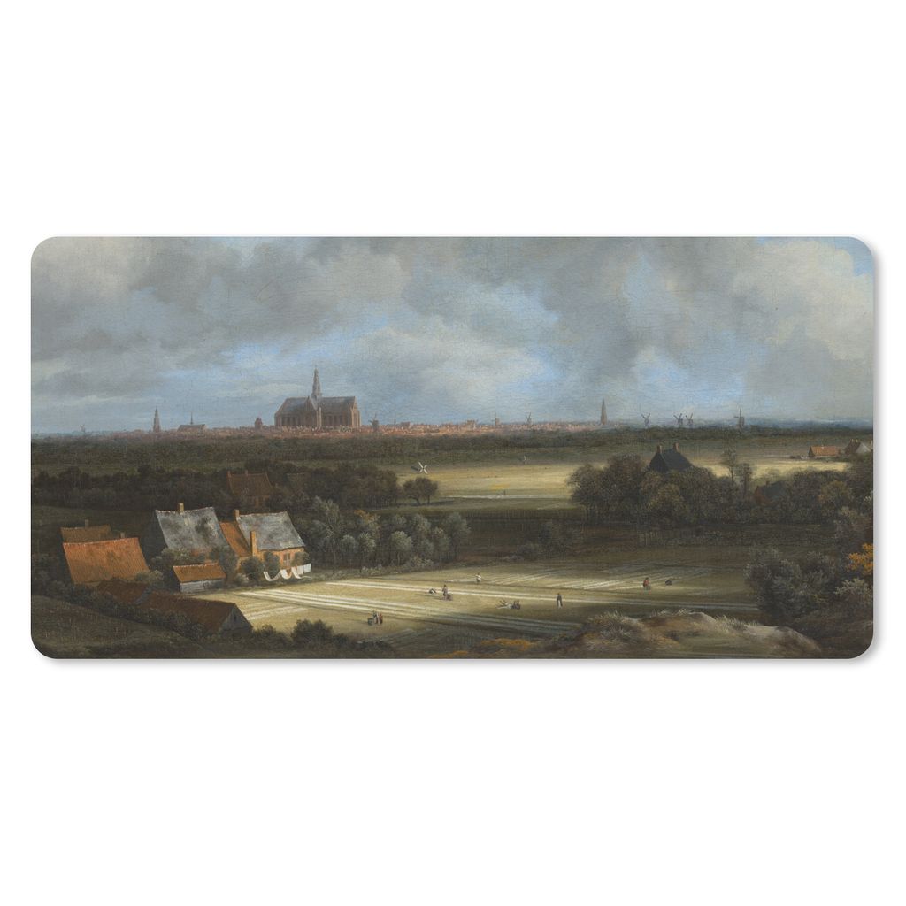 MuchoWow Mauspad Mousepad Ansicht von Haarlem mit Tribüne - Gemälde von Jacob van Ruisdael 60x30 cm - Mousepads - Maus Mat - Pad - Mausunterlag...