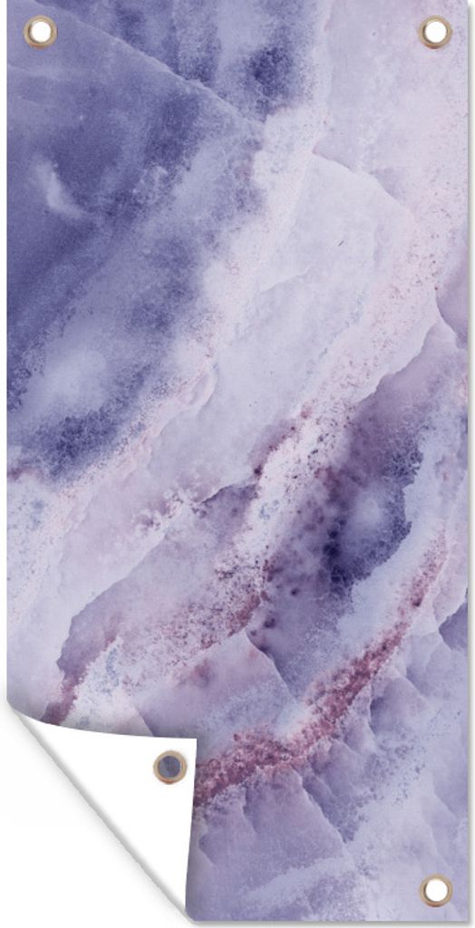 MuchoWow 40x80 cm Outdoor-Poster Gartendeko Sichtschutz Garten Poster für den Garten Naturstein - Lila - Edelsteine und Mineralien