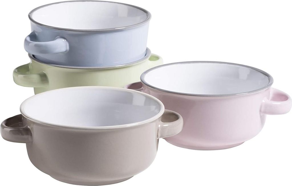 Soepbekerset 500 ml keramiek Maila lichtblauw - 500 ml soepkommen met oor