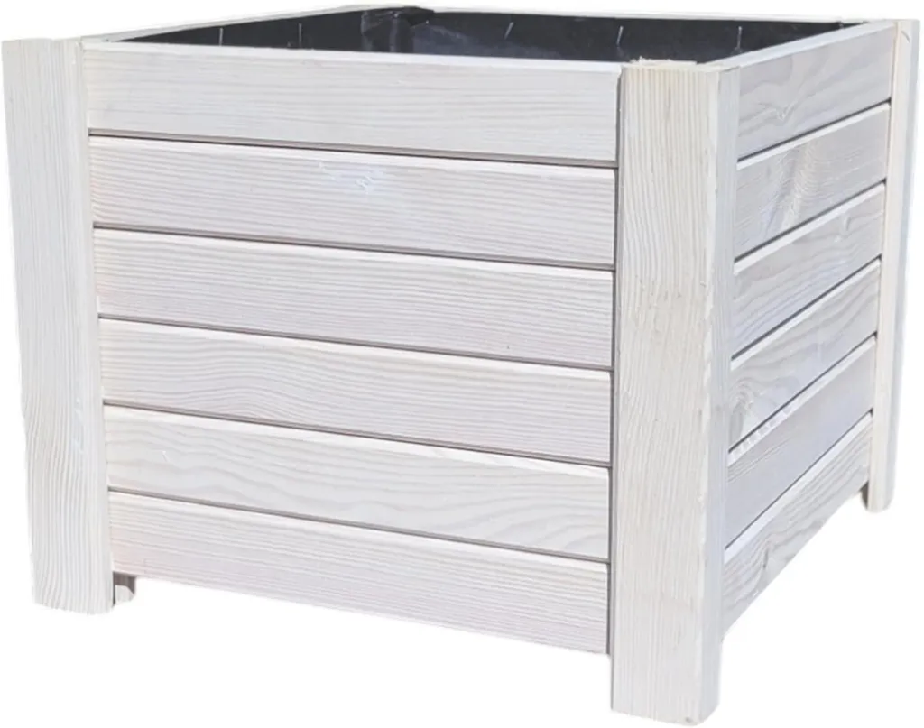 Jardinière carrée bois blanc 40x40 cm pour aménagement jardin et patio
