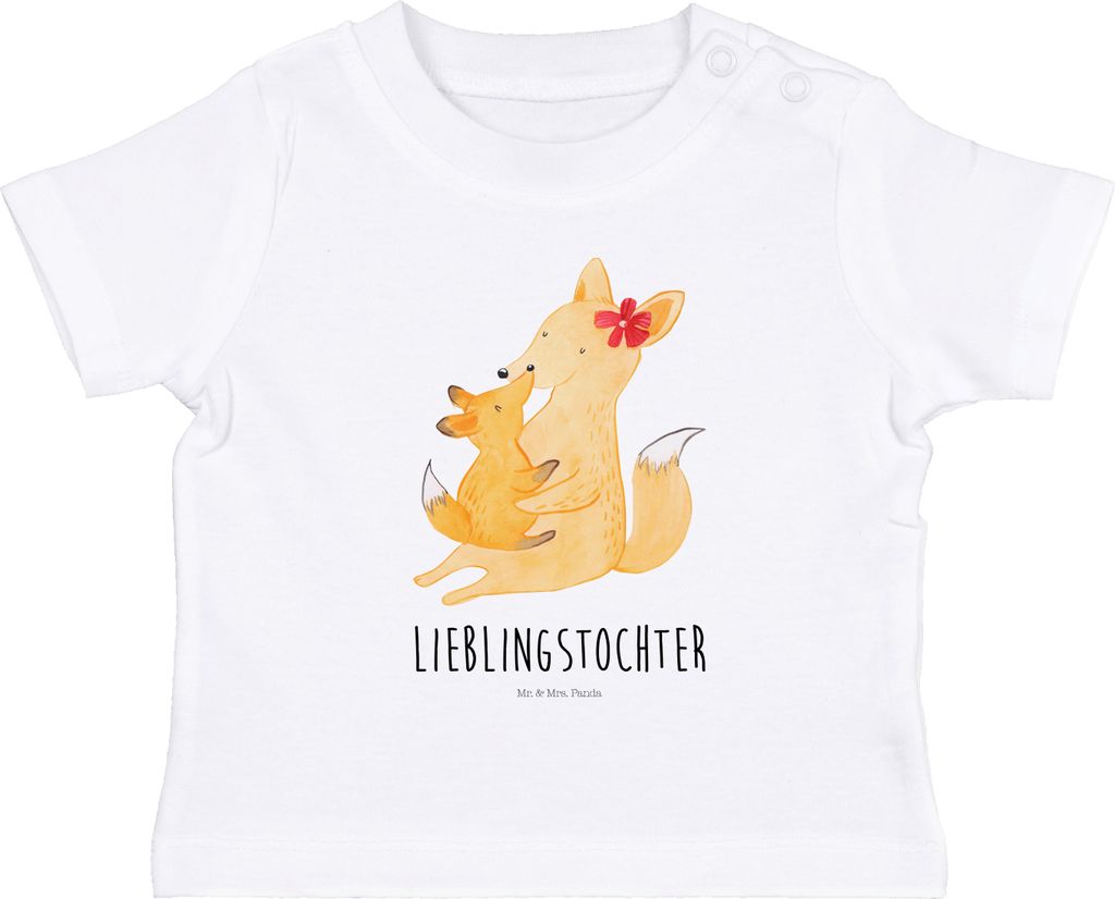 Mr. & Mrs. Panda Babyshirt Fuchs Mama 0. - 6. Monat - Weiß - Geschenk, Tochter, T-Shirt, Baby Shirt, Muttertag, Schoß, Mutter, Kinder Oberteil, U...