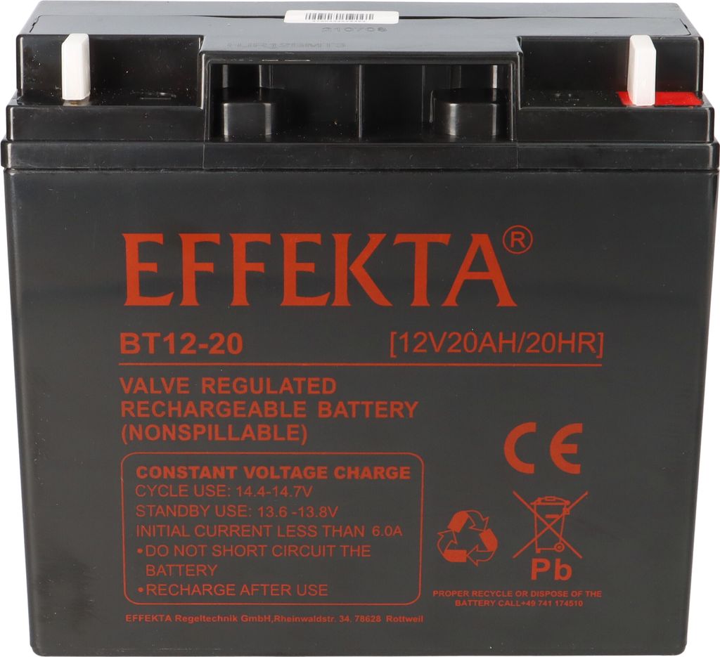 Effekta BT 12-20 Blei-Vlies Akku AGM VRLA 12V 20Ah