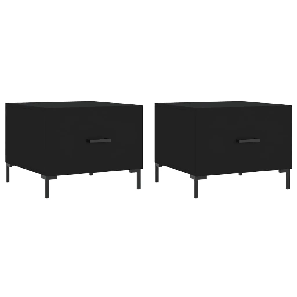 SYFAX™ Set 2 Tavolini Neri 50x50x40 cm in Legno Multistrato per Salotto - 1