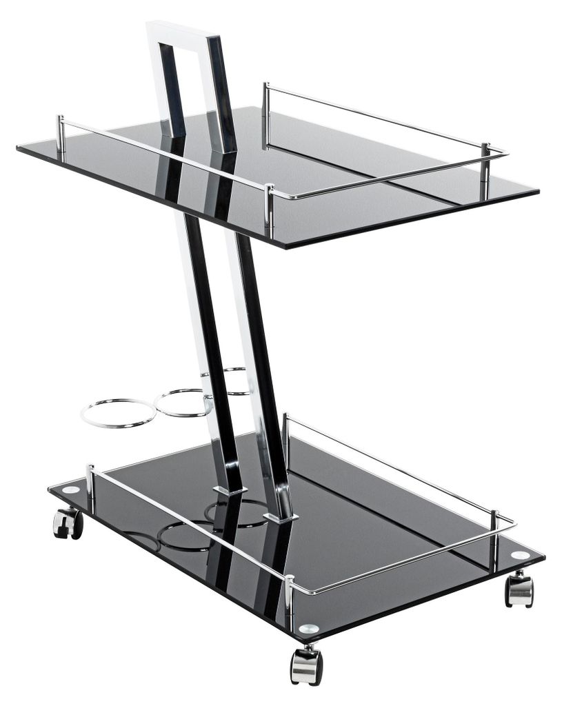 HAKU Servierwagen chrom, schwarz - Metall, Sicherheitsglas 8 mm, B/H/T: 40x72x60 cm
