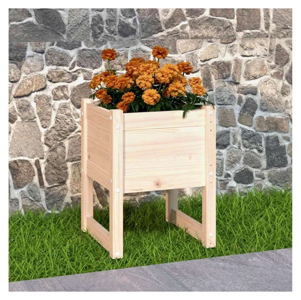 Pflanzkübel 40 x 40 x 52,5 cm aus massivem Kiefernholz, Hochbeet, Blumenkasten für Balkon, Garten, Terrasse