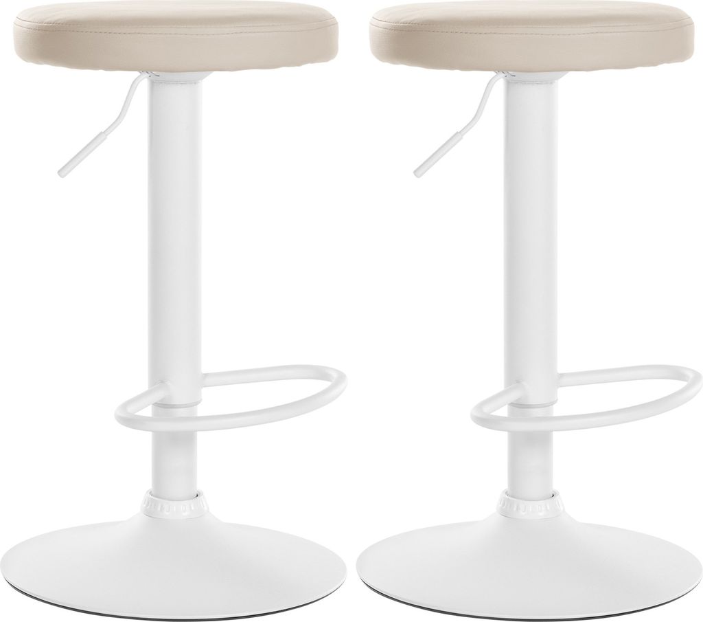 CLP 2er Set Barhocker Ponte Kunstleder höhenverstellbar und drehbar creme Material Gestell Metall matt weiss