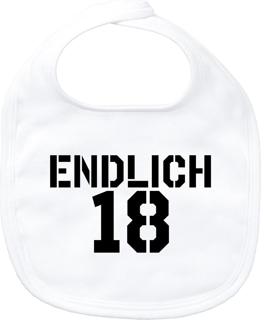 Huuraa Baby Lätzchen Endlich 18 Schriftzug Geschenk White Baumwolle Endlich 18 Präsent