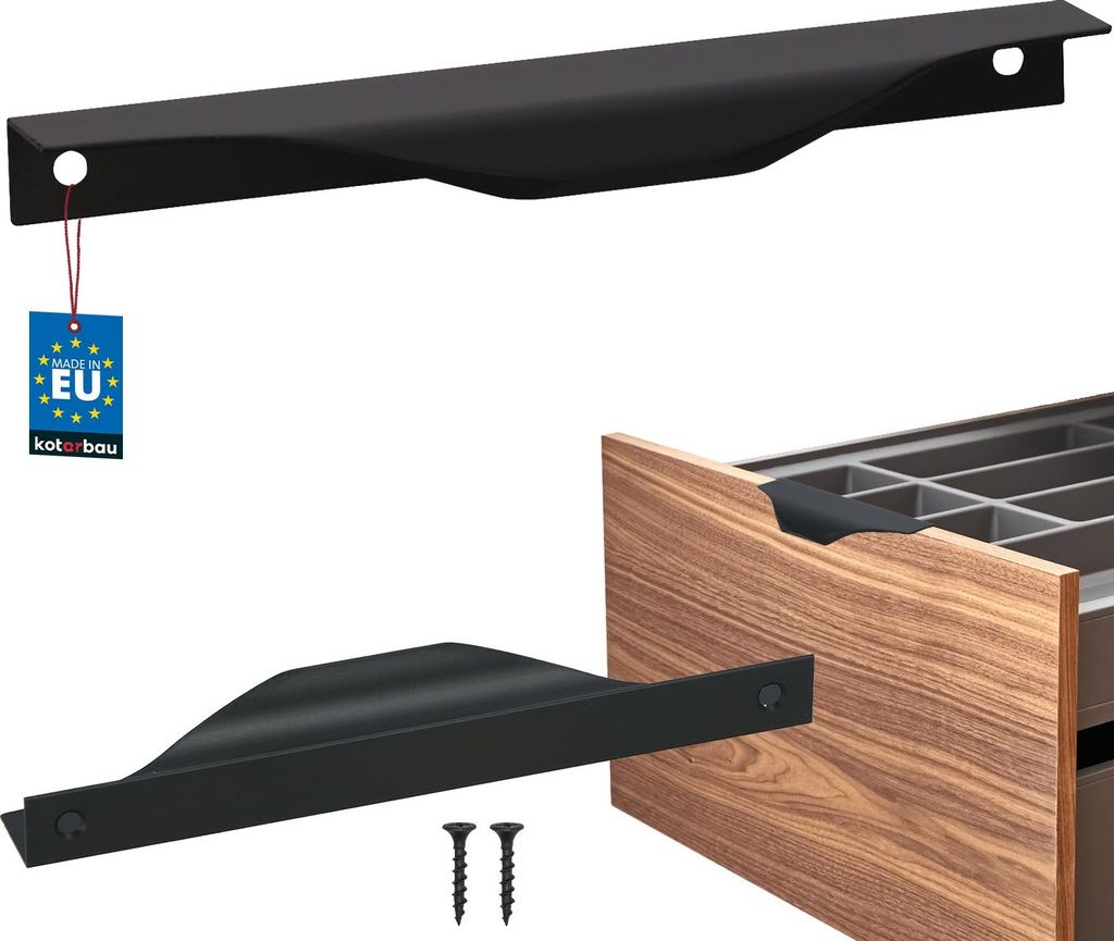 KOTARBAU Möbelgriff Möbelgriffe Schrankgriffe 160 / 180 mm ZnAl Küchengriffe Schwarz Griffe Möbel Türgriff Profilgriff Türgriffe Küche Sch...