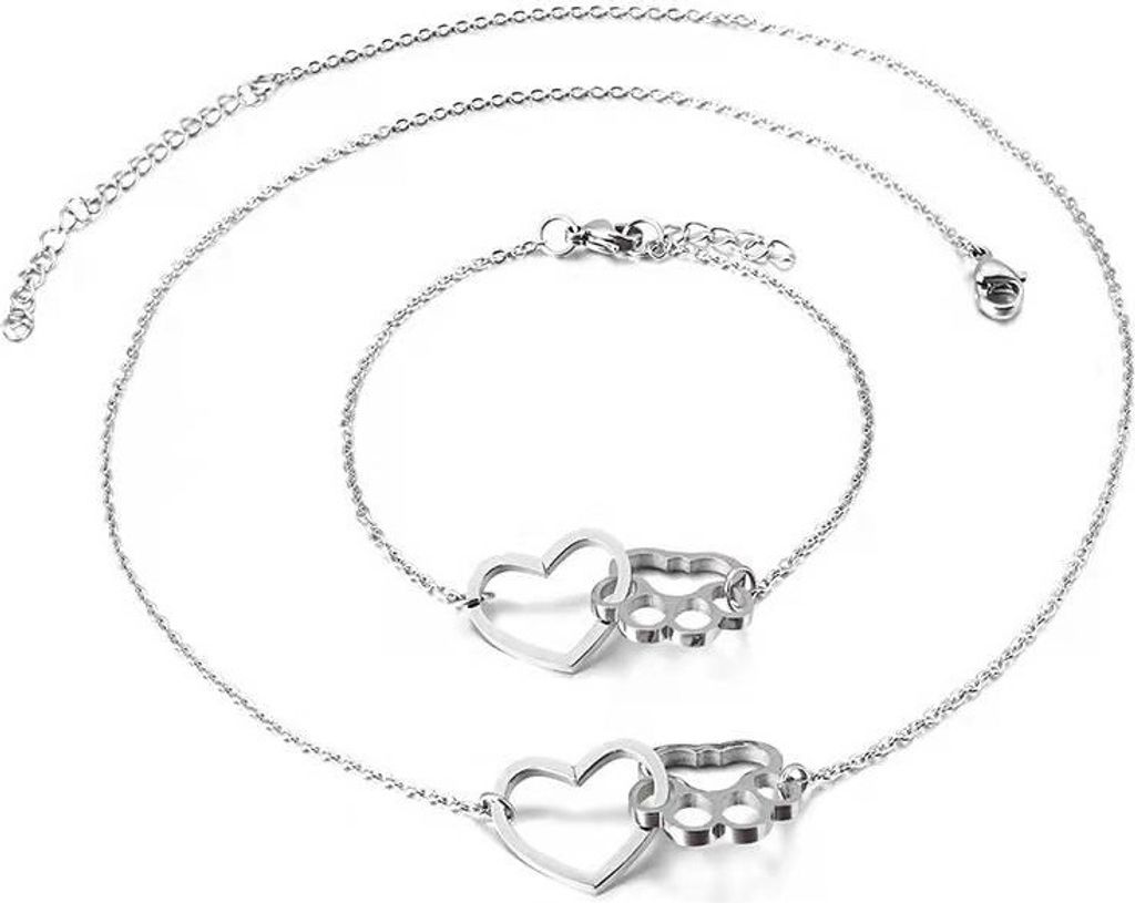 Pfote Set - Elegantes Schmuckset in Silber für empfindliche Haut KP15188
