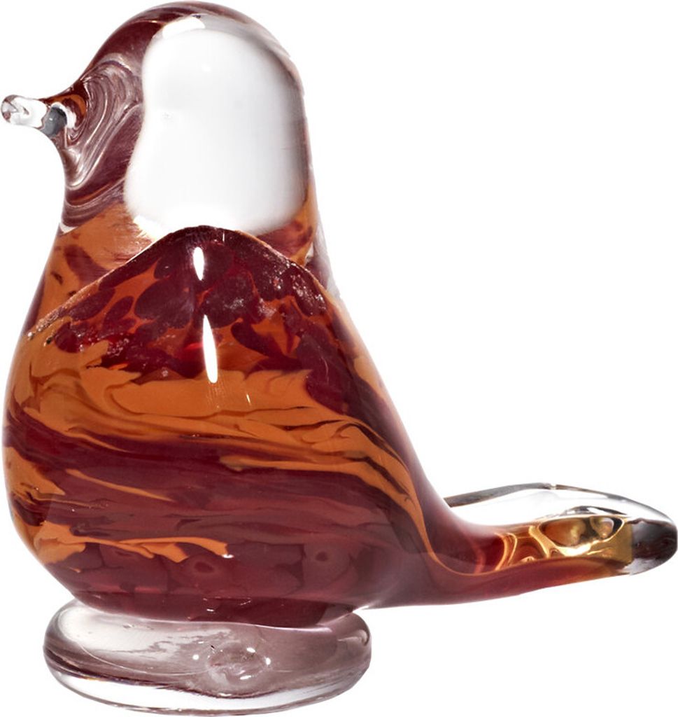 Glasfigur Spatz (8cm), rot/orange