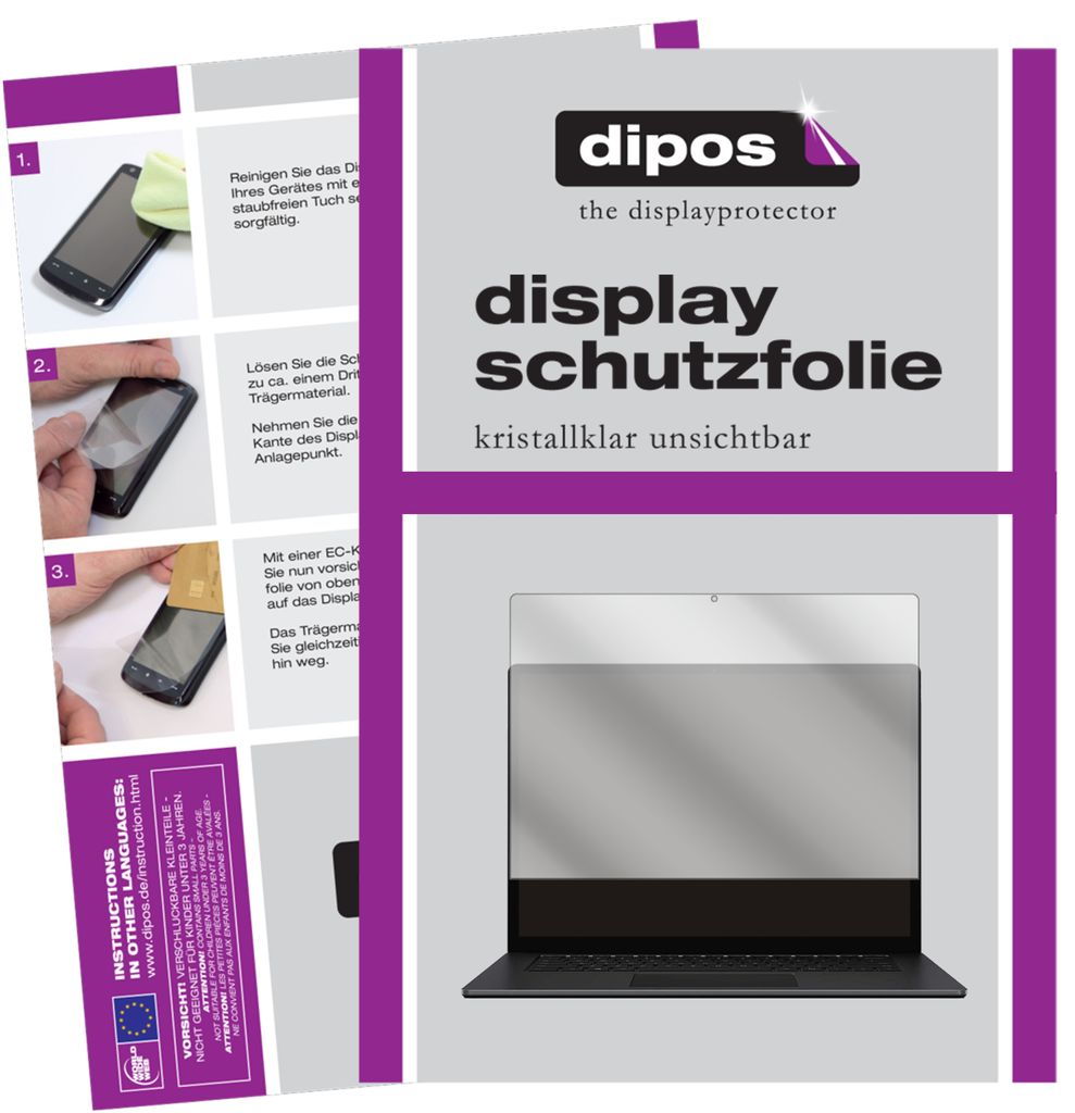 2x Schutzfolie für Microsoft Surface 4 15 Zoll klar Displayschutzfolie Folie Display Schutz dipos