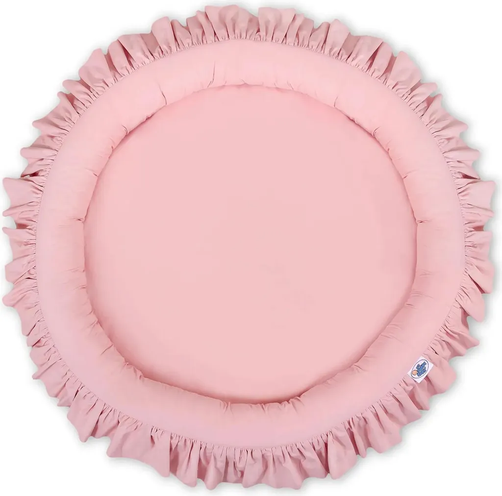 Tapis de sol bébé rose tendre pour chambre enfant - Coin jeu 90cm chic