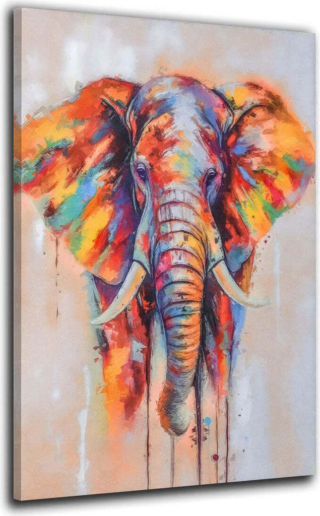 Elefant abstrakt farbig Wandbild Leinwandbild Kunstdruck XL Wanddeko: 40x60x2cm