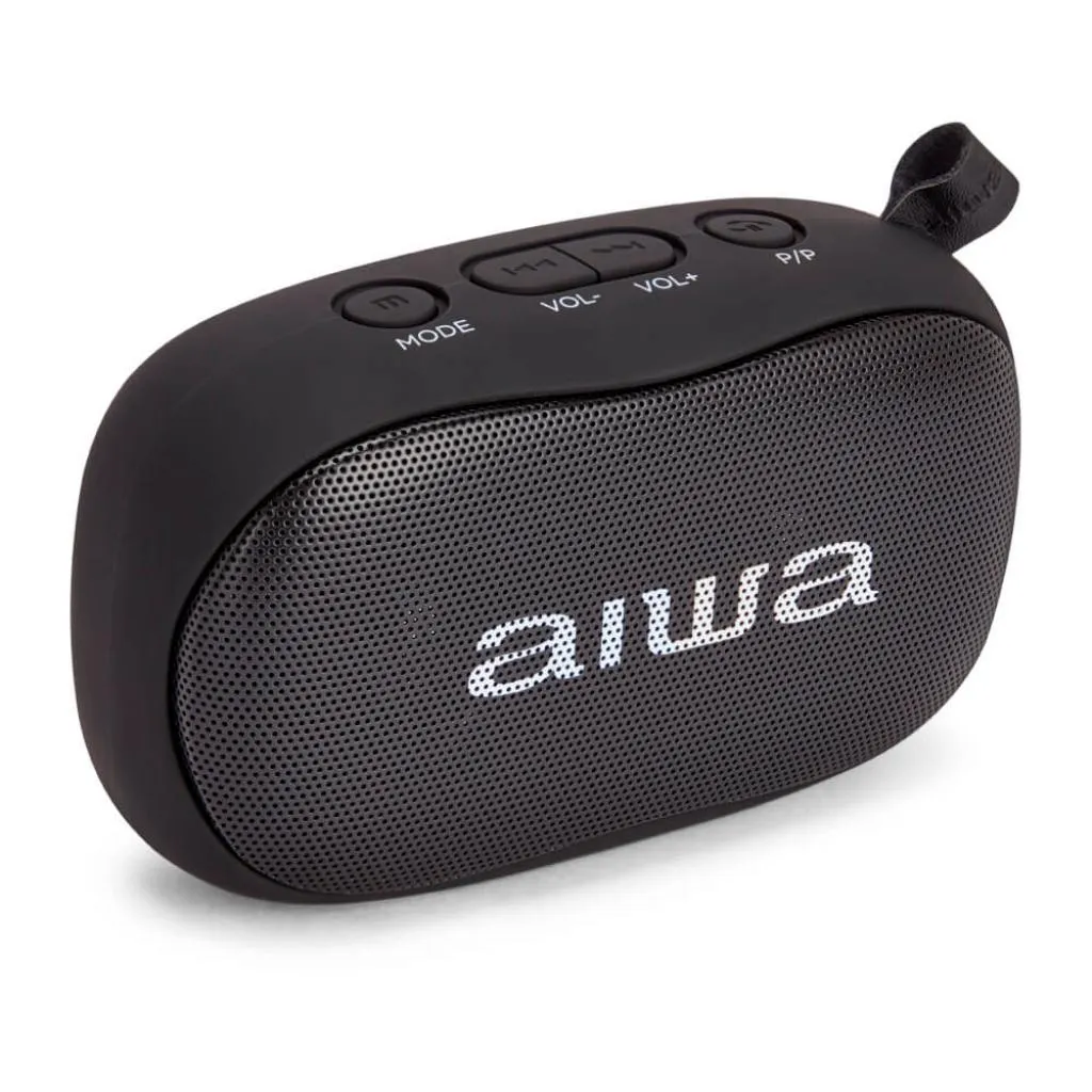 Mini Enceinte Bluetooth Extérieur Aiwa BS-110BK Noire avec Mousqueton