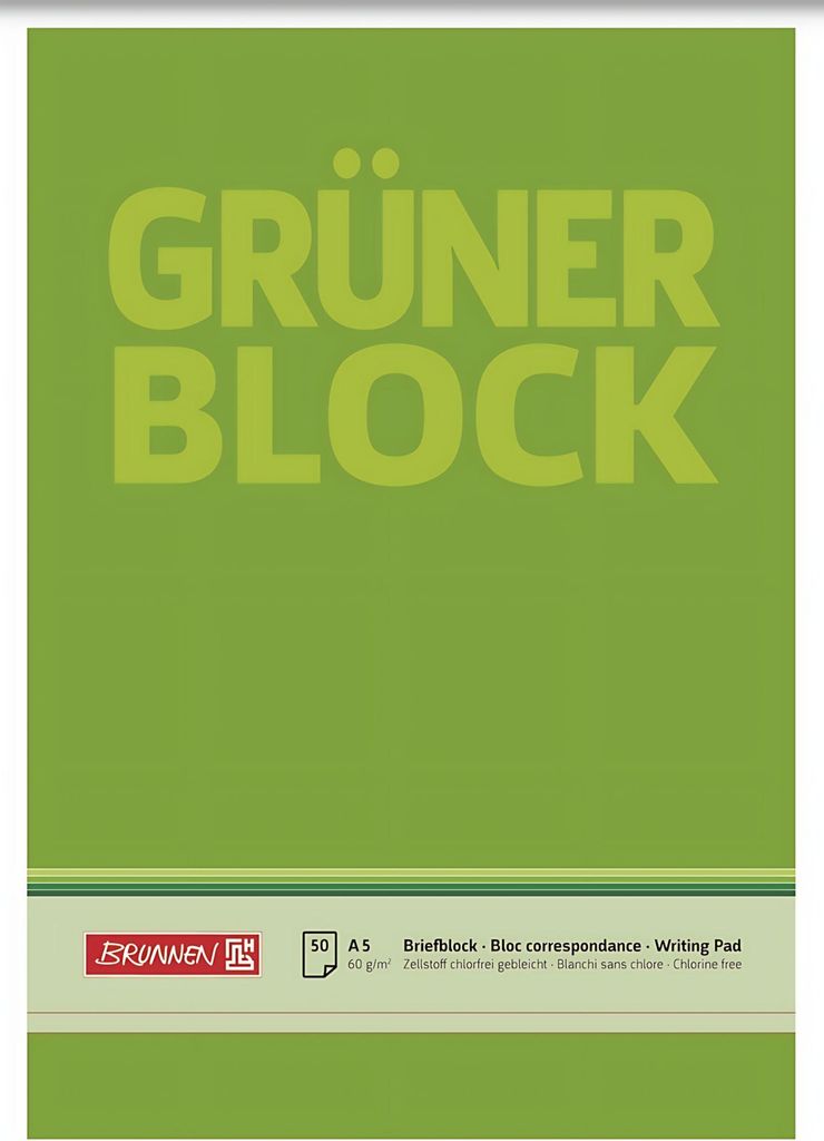 Briefblock DIN A5 Gruen unliniert