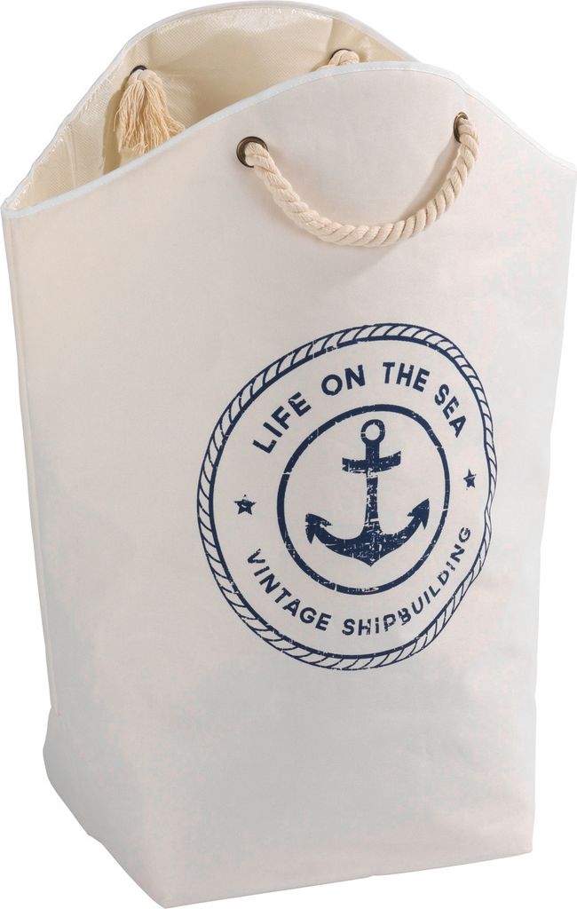 WENKO Wäsche Sammler Sylt Shopper Sortierer Korb 58 L Truhe Sack Aufbewahrung