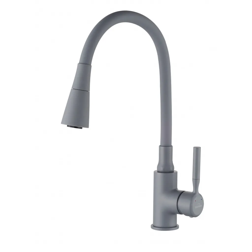 Invena Pogo Plus Grigio: Rubinetto Lavello Flessibile con Miscelatore 35mm
