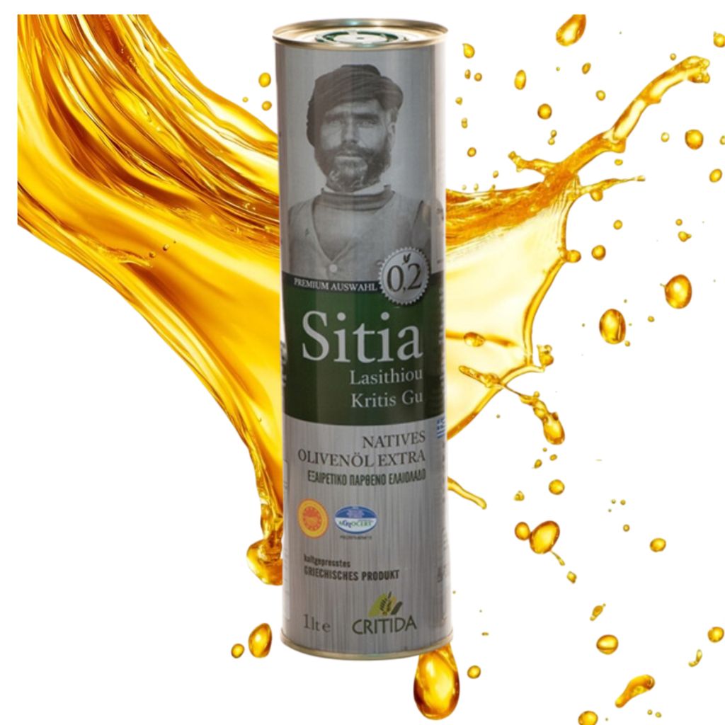 Critida Sitia Natives Olivenöl Extra 1 L – Premium-Olivenöl aus Kreta, Kaltgepresst, 0,2 % Säuregehalt