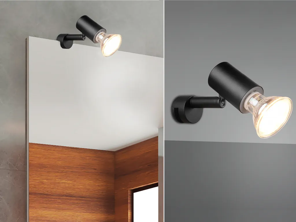 Trio LORENZO Faretto per Specchio Nero - Installazione Rapida IP44 GU10
