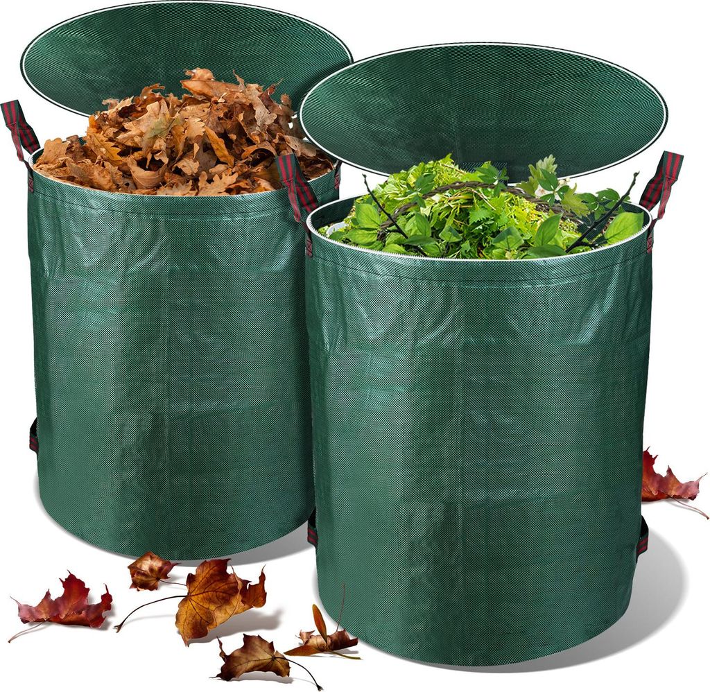 Faziango Gartensack mit Deckel 2X 272L Laubsack Gartenabfallsack XXL Garten Tasche Rasensack mit Griffen Reißfest Wiederverwendbar