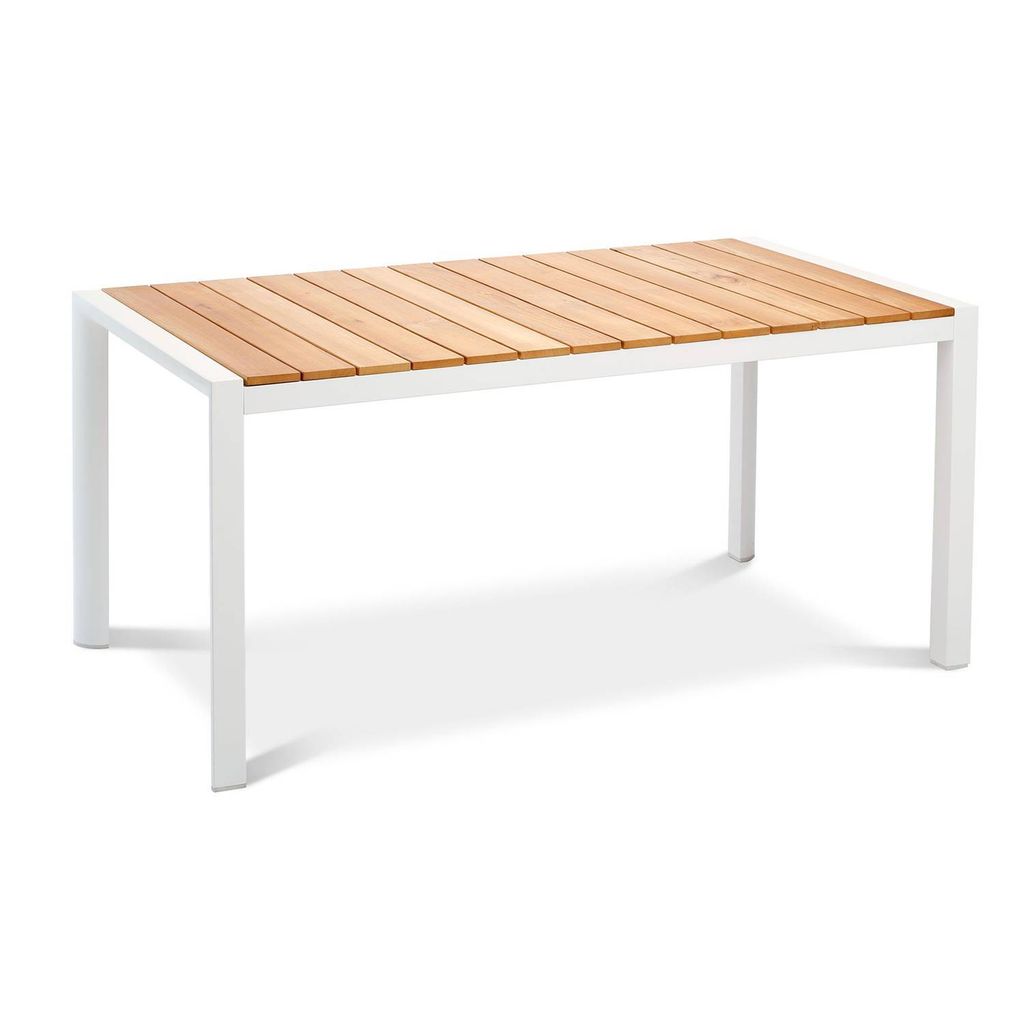 BEST Tisch Paros 210x90cm weiss/Teakholz, 46951200 weiss