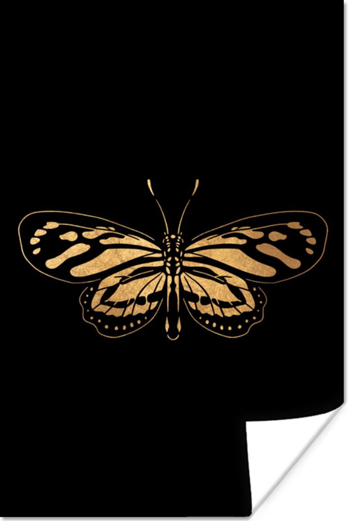 MuchoWow Poster Gold - Schmetterling - Tier - Design 120x180 cm - Kunstposter