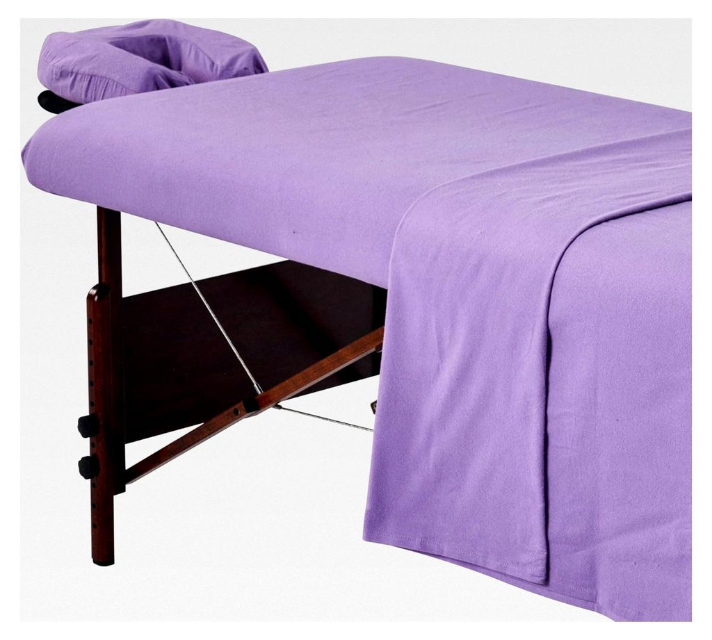 Flanell-Bettwäsche Set 3 in 1 für Massageliegen, Liegedecke und Gesichts-Kissenbezug in Lila