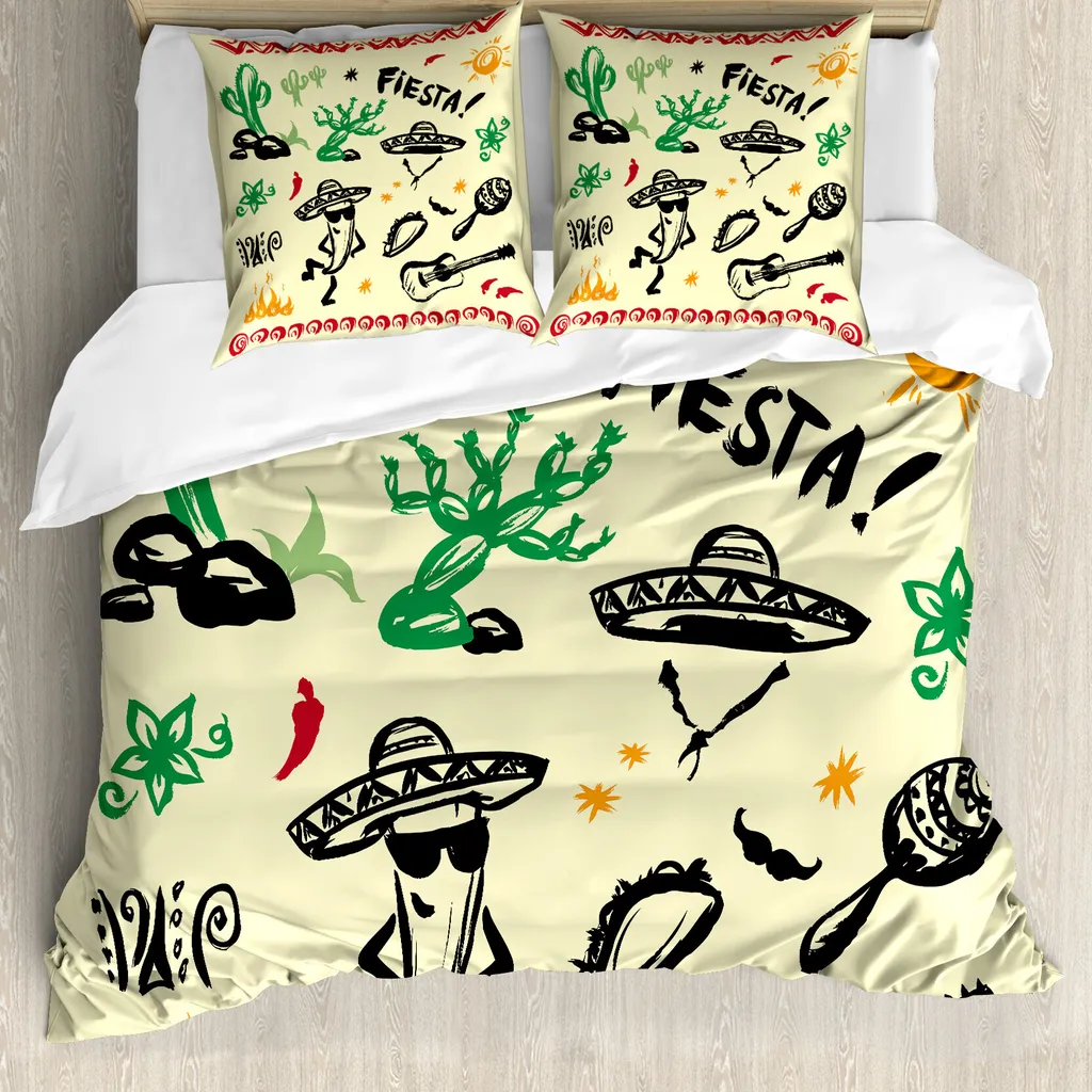 Set Copripiumino Messicano 200x200 ABAKUHAUS | Design Taco & Guitar