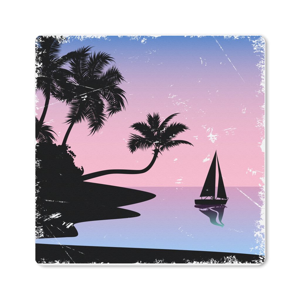 MuchoWow Mauspad Mousepad Segelboot - Meer - Nacht 20x20 cm - Mousepads - Maus Mat - Pad - Mausunterlage - Desk Mat - Bureauartikeln