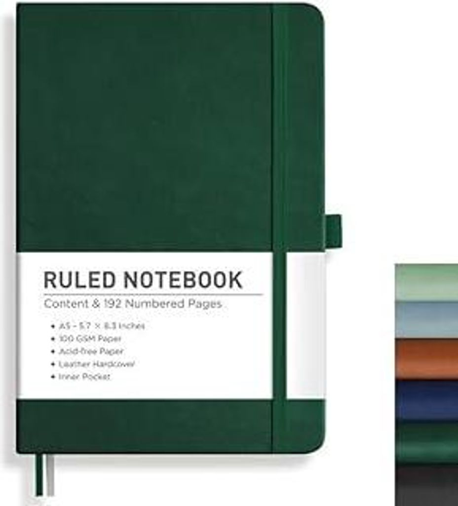 RETTACY Notizbuch Liniert A5, Journal Tagebuch mit 192 nummerierten Seiten,100gsm Notizbücher, Innentasche, Hardcover Buch für Büro Schule Arbei...