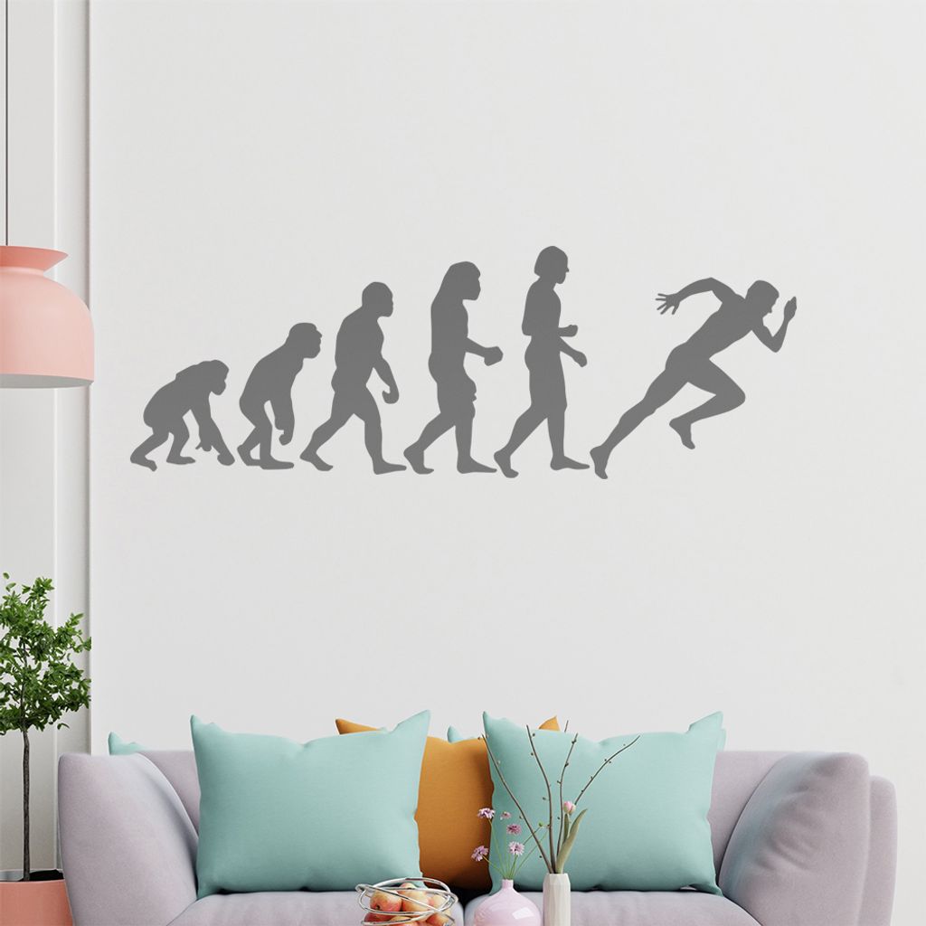 KIWISTAR Evolution Läufer Charles Darwin laufend Wandtattoo in 6 Größen - Wandaufkleber Wall Sticker - Dekoration, Küche, Wohnzimmer, Schlafzim...