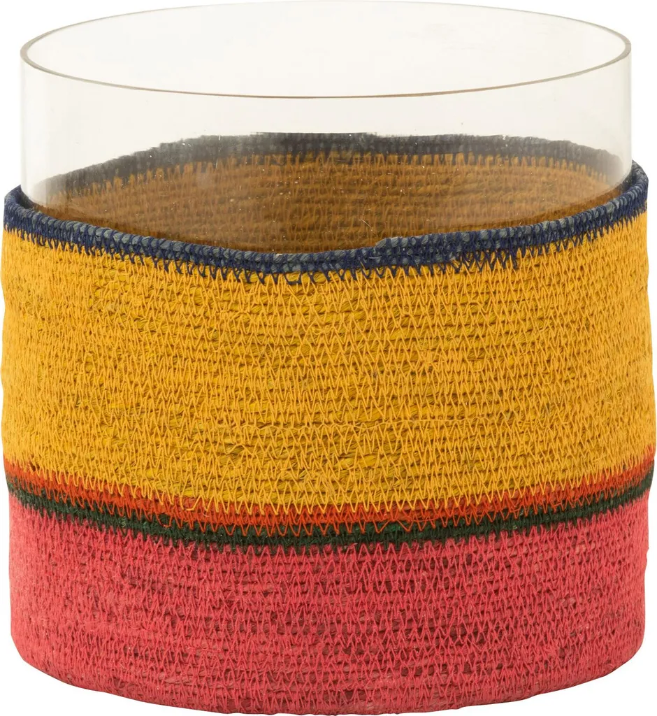Bougeoir J-Line Anti-Chaleur Verre Herbe Marine Jaune Rose Ø20cm Stable