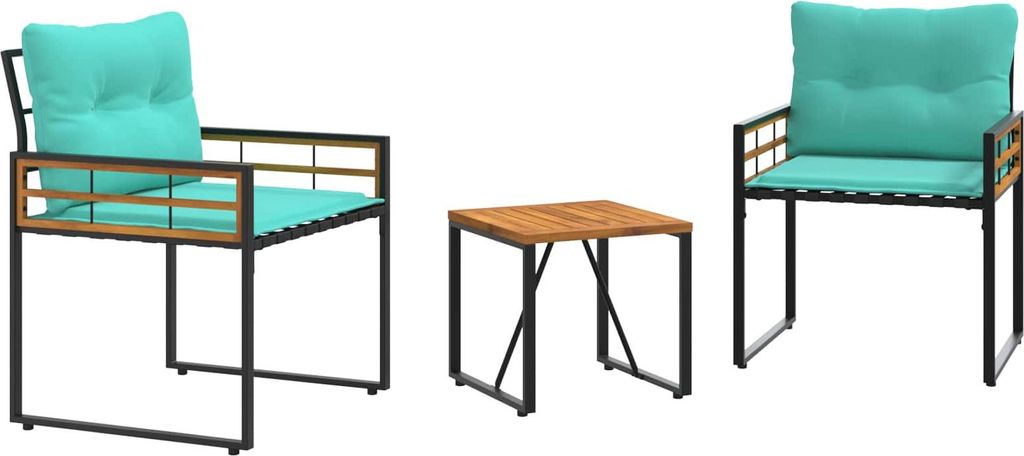 vidaXL Gartenmöbel Set mit Kissen 3 pcs Türkis