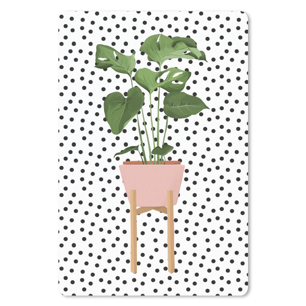 MuchoWow Mauspad Mousepad Pflanze - Monstera - Blumentopf 18x27 cm - Mousepads - Maus Mat - Pad - Mausunterlage