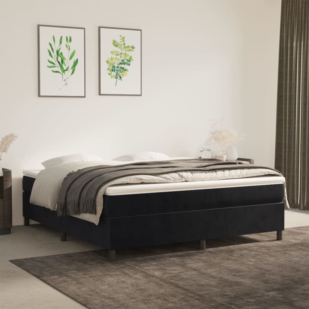 "Rabatt" Boxspring-Bettrahmen 2 Personen - Schlafzimmerbett - Schwarz 180x200 cm Samt - Klassische Betten CC4620