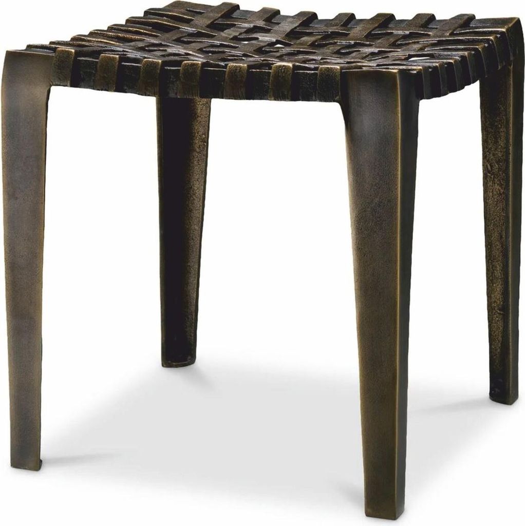 Casa Padrino Luxus Aluminium Hocker Antik Bronze H. 40 cm - Luxus Aluminium Möbel