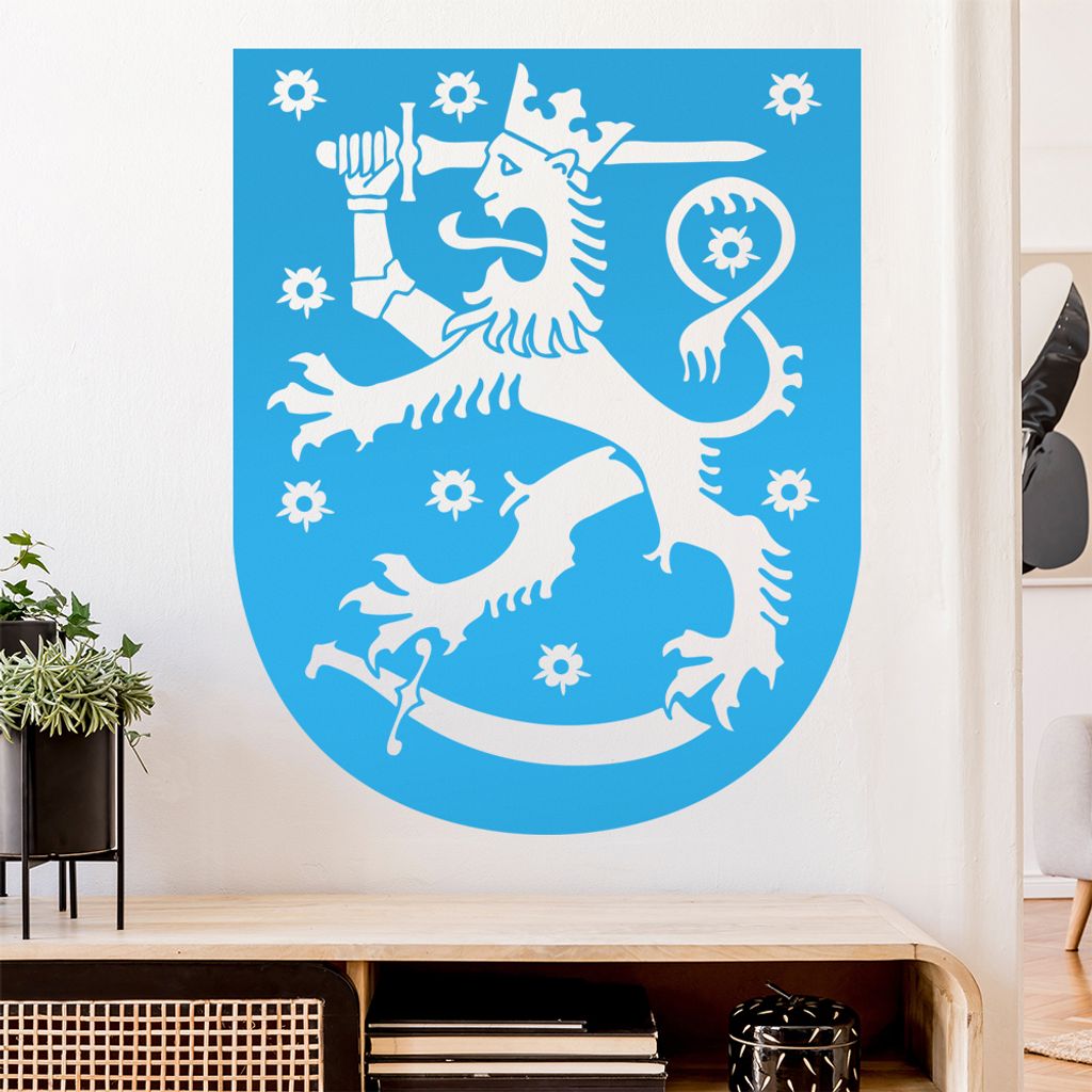 Finnland Wappen Wandtattoo Wandaufkleber Wall Sticker - Dekoration, Küche, Wohnzimmer, Schlafzimmer, Badezimmer
